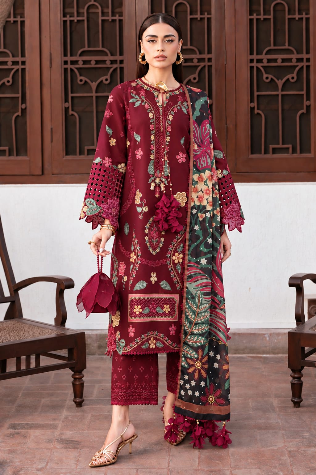 Jazmin D-02 Karandi – Luxury Embroidered winter  3-Piece Suit