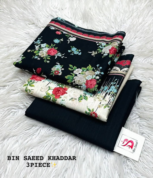 Bin Saeed Khaddar 3-Piece Printed Suit – Elegant Floral Collection