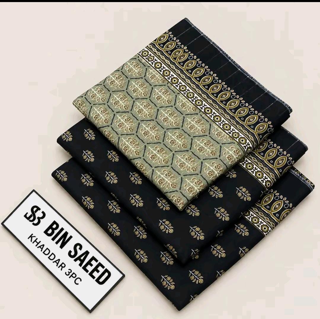 Elegant Black 3-Piece Embroidered Unstitched Suit