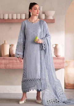 NURÉH NE-103 Embroidered Karandi Suit – Grey | Premium 3-Piece Formal Wear