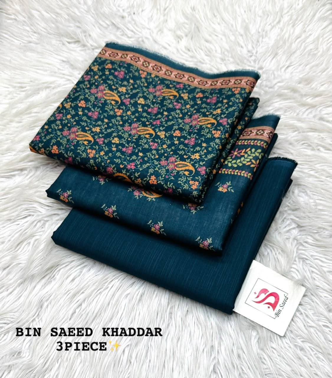 Bin Saeed Khaddar 3-Piece Unstitched Suit – Printed Khaddar Collection