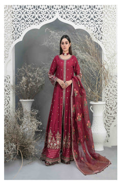 Bin Ilyas D-162 Marina Palachi Shawl – Deep Plum | Premium Embroidered Formal Wear
