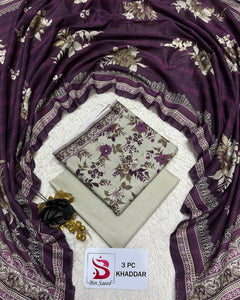 Bin Saeed Khaddar 3-Piece Printed Suit – Elegant Winter Collection